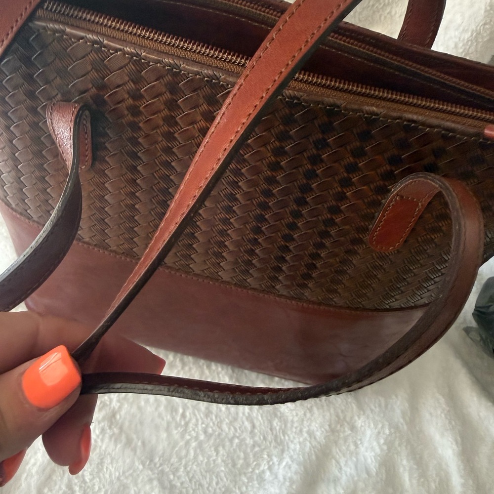 Vintage rare Brahmin leather tote shoulder bag with twilly - Picture 4 of 10